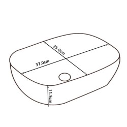 UMYWALKA NABLATOWA CERAMICZNA PROSTOKĄTNA MILO-BL-370 CZARNA