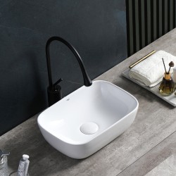 UMYWALKA NABLATOWA CERAMICZNA PROSTOKĄTNA MILO-WH-370 BIAŁA