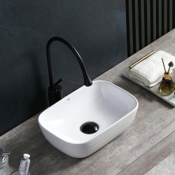 UMYWALKA NABLATOWA CERAMICZNA PROSTOKĄTNA MILO-WH-370 BIAŁA