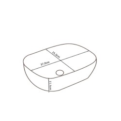 UMYWALKA NABLATOWA CERAMICZNA PROSTOKĄTNA MILO-WH-370 BIAŁA