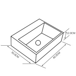 UMYWALKA NABLATOWA CERAMICZNA PROSTOKĄTNA VIVA-WH-400 BIAŁA