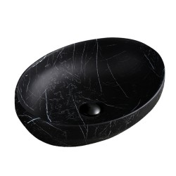UMYWALKA NABLATOWA CERAMICZNA MARMUROWA OWALNA LUMO-MAR5-500 CZARNY MAT