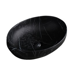 UMYWALKA NABLATOWA CERAMICZNA MARMUROWA OWALNA LUMO-MAR5-500 CZARNY MAT