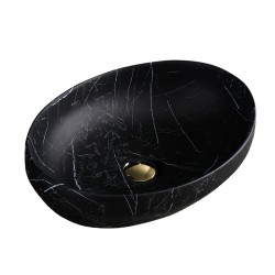 UMYWALKA NABLATOWA CERAMICZNA MARMUROWA OWALNA LUMO-MAR5-500 CZARNY MAT