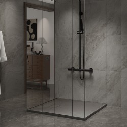 BRODZIK PRYSZNICOWY KAMIENNY KWADRATOWY SLIM JUKO SZARY 90x90 CM
