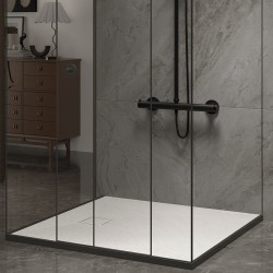 BRODZIK PRYSZNICOWY KAMIENNY KWADRATOWY SLIM RIKO BIAŁY 80x80 CM