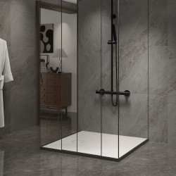 BRODZIK PRYSZNICOWY KAMIENNY KWADRATOWY SLIM RIKO BIAŁY 80x80 CM