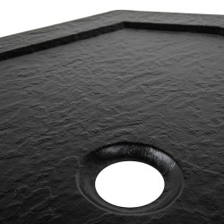 BRODZIK PRYSZNICOWY KAMIENNY PIĘCIOKĄTNY SLIM RAVE CZARNY 100x100 CM