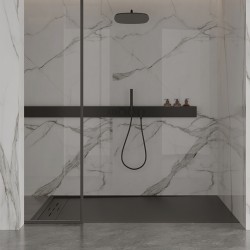 BRODZIK PRYSZNICOWY KAMIENNY PROSTOKĄTNY SLIM DEKO CZARNY 150x80 CM