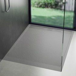 BRODZIK PRYSZNICOWY KAMIENNY PROSTOKĄTNY SLIM DEKO SZARY 100X90 CM