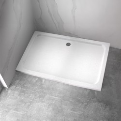 BRODZIK PRYSZNICOWY KAMIENNY PROSTOKĄTNY SLIM SILK BIAŁY 130x90 CM