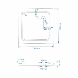 BRODZIK PRYSZNICOWY KWADRATOWY SLIM ST02C CZARNY 70x70 CM