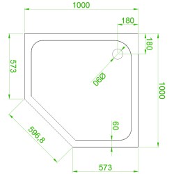 BRODZIK PRYSZNICOWY PIĘCIOKĄTNY SLIM ST07C BIAŁY 100x100 CM
