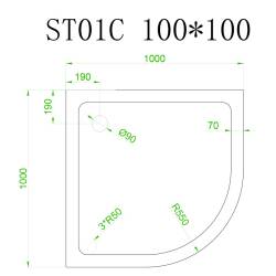 BRODZIK PRYSZNICOWY PÓŁOKRĄGŁY SLIM ST01C BIAŁY 100x100 CM