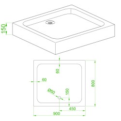 BRODZIK PRYSZNICOWY PROSTOKĄTNY WYSOKI SXL03B BIAŁY 90x80 CM