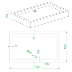 BRODZIK PRYSZNICOWY PROSTOKĄTNY WYSOKI SXL03F BIAŁY 130x80 CM