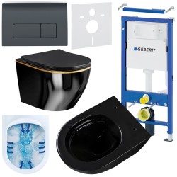 ZESTAW PODTYNKOWY WC STELAŻ GEBERIT DUOFIX MIZU-BL-GL-RIM-03 PRZYCISK DELTA 50 CZARNY