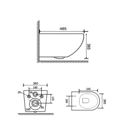 ZESTAW PODTYNKOWY WC STELAŻ GEBERIT DUOFIX MIZU-BL-GL-RIM-03 PRZYCISK DELTA 50 CZARNY