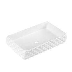 UMYWALKA NABLATOWA CERAMICZNA POSTOKĄTNA PEARL-WH-605 BIAŁA STRUKTURA