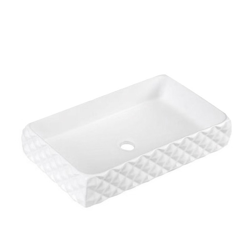 UMYWALKA NABLATOWA CERAMICZNA POSTOKĄTNA PEARL-WH-605 BIAŁA STRUKTURA UMYWALKA NABLATOWA CERAMICZNA POSTOKĄTNA PEARL-WH-605 BIAŁA STRUKTURA