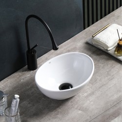 UMYWALKA NABLATOWA CERAMICZNA OWALNA LUMO-WH-340 BIAŁA