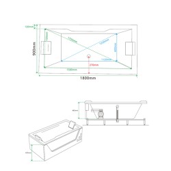 WANNA Z HYDROMASAŻEM SATURN 944 BIAŁA 180x90 CM