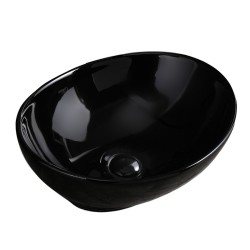 UMYWALKA NABLATOWA CERAMICZNA OWALNA LUMO-BL-405 CZARNY POŁYSK