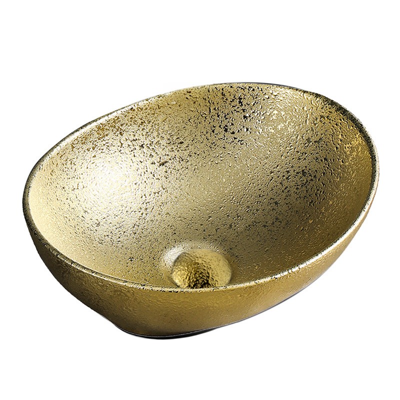 UMYWALKA NABLATOWA CERAMICZNA OWALNA LUMO-GL-405 ZŁOTA STRUKTURA UMYWALKA NABLATOWA CERAMICZNA OWALNA LUMO-GL-405 ZŁOTA STRUKTURA