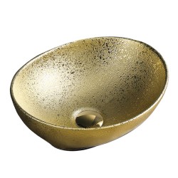 UMYWALKA NABLATOWA CERAMICZNA OWALNA LUMO-GL-405 ZŁOTA STRUKTURA