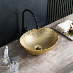 UMYWALKA NABLATOWA CERAMICZNA OWALNA LUMO-GL-405 ZŁOTA STRUKTURA