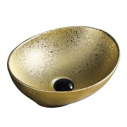 UMYWALKA NABLATOWA CERAMICZNA OWALNA LUMO-GL-405 ZŁOTA STRUKTURA