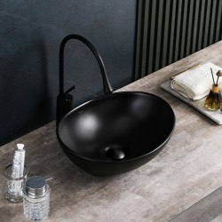 UMYWALKA NABLATOWA CERAMICZNA OWALNA LUMO-MTB-405 CZARNY MAT