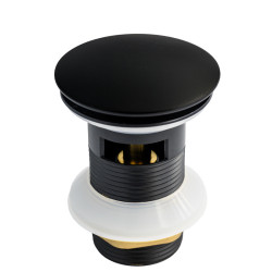 KOREK DO UMYWALKI KLIK-KLAK Z PRZELEWEM ALEK-MTB-P CZARNY MAT 70 MM