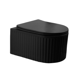 MISKA WC WISZĄCA RIMLESS LUMA-MTB-RIM-03 CZARNY MAT RYFLOWANA DESKA WOLNOOPADAJĄCA DUROPLAST
