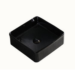 UMYWALKA NABLATOWA CERAMICZNA KWADRATOWA RYFLOWANA AURA-BL-375 CZARNA