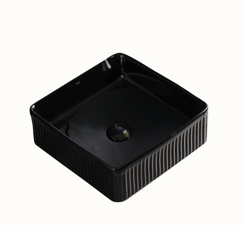 UMYWALKA NABLATOWA CERAMICZNA KWADRATOWA RYFLOWANA AURA-BL-375 CZARNA UMYWALKA NABLATOWA CERAMICZNA KWADRATOWA RYFLOWANA AURA-BL-375 CZARNA