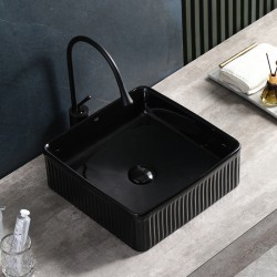 UMYWALKA NABLATOWA CERAMICZNA KWADRATOWA RYFLOWANA AURA-BL-375 CZARNA