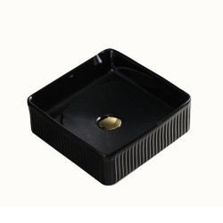 UMYWALKA NABLATOWA CERAMICZNA KWADRATOWA RYFLOWANA AURA-BL-375 CZARNA