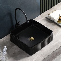 UMYWALKA NABLATOWA CERAMICZNA KWADRATOWA RYFLOWANA AURA-BL-375 CZARNA