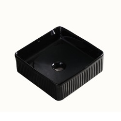 UMYWALKA NABLATOWA CERAMICZNA KWADRATOWA RYFLOWANA AURA-BL-375 CZARNA