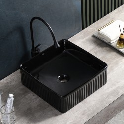 UMYWALKA NABLATOWA CERAMICZNA KWADRATOWA RYFLOWANA AURA-BL-375 CZARNA