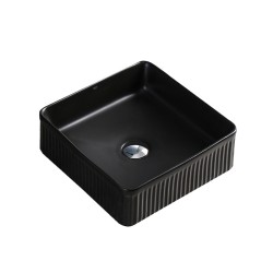 UMYWALKA NABLATOWA CERAMICZNA KWADRATOWA RYFLOWANA AURA-MTB-375 CZARNY MAT