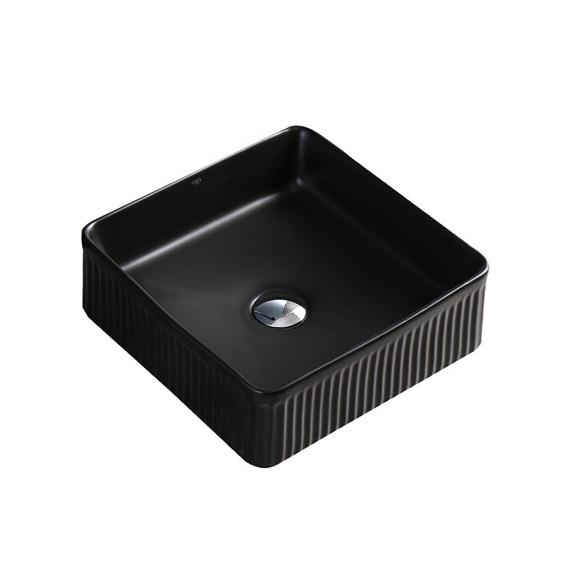 UMYWALKA NABLATOWA CERAMICZNA KWADRATOWA RYFLOWANA AURA-MTB-375 CZARNY MAT UMYWALKA NABLATOWA CERAMICZNA KWADRATOWA RYFLOWANA AURA-MTB-375 CZARNY MAT
