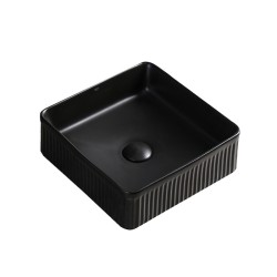 UMYWALKA NABLATOWA CERAMICZNA KWADRATOWA RYFLOWANA AURA-MTB-375 CZARNY MAT