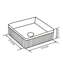 UMYWALKA NABLATOWA CERAMICZNA KWADRATOWA RYFLOWANA AURA-MTB-375 CZARNY MAT