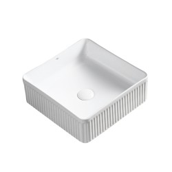 UMYWALKA NABLATOWA CERAMICZNA KWADRATOWA RYFLOWANA AURA-WH-375 BIAŁA