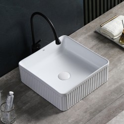 UMYWALKA NABLATOWA CERAMICZNA KWADRATOWA RYFLOWANA AURA-WH-375 BIAŁA