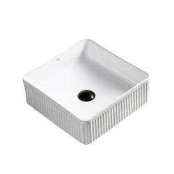 UMYWALKA NABLATOWA CERAMICZNA KWADRATOWA RYFLOWANA AURA-WH-375 BIAŁA
