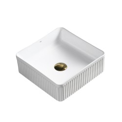 UMYWALKA NABLATOWA CERAMICZNA KWADRATOWA RYFLOWANA AURA-WH-375 BIAŁA