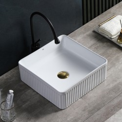 UMYWALKA NABLATOWA CERAMICZNA KWADRATOWA RYFLOWANA AURA-WH-375 BIAŁA